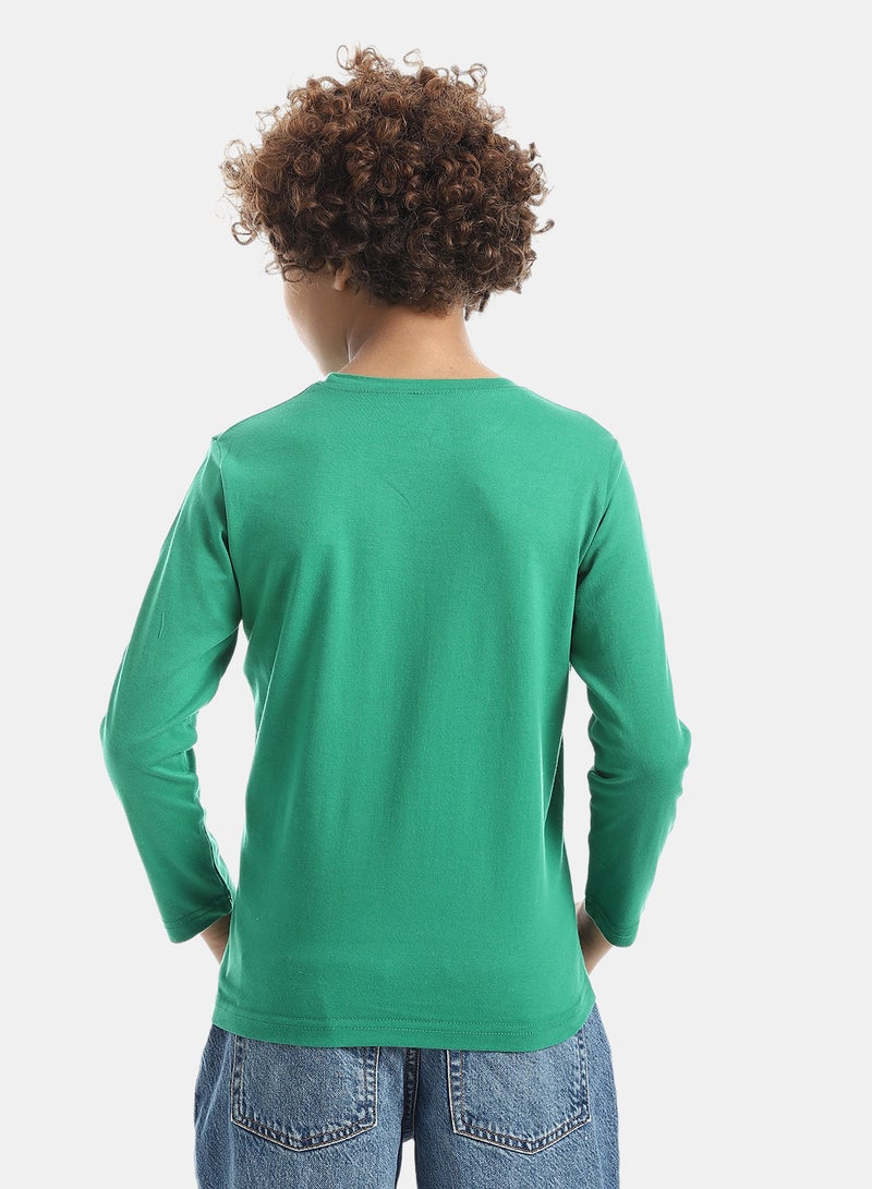 Andora Boys Printed Long-Sleeve Shirt_Green - Image 3